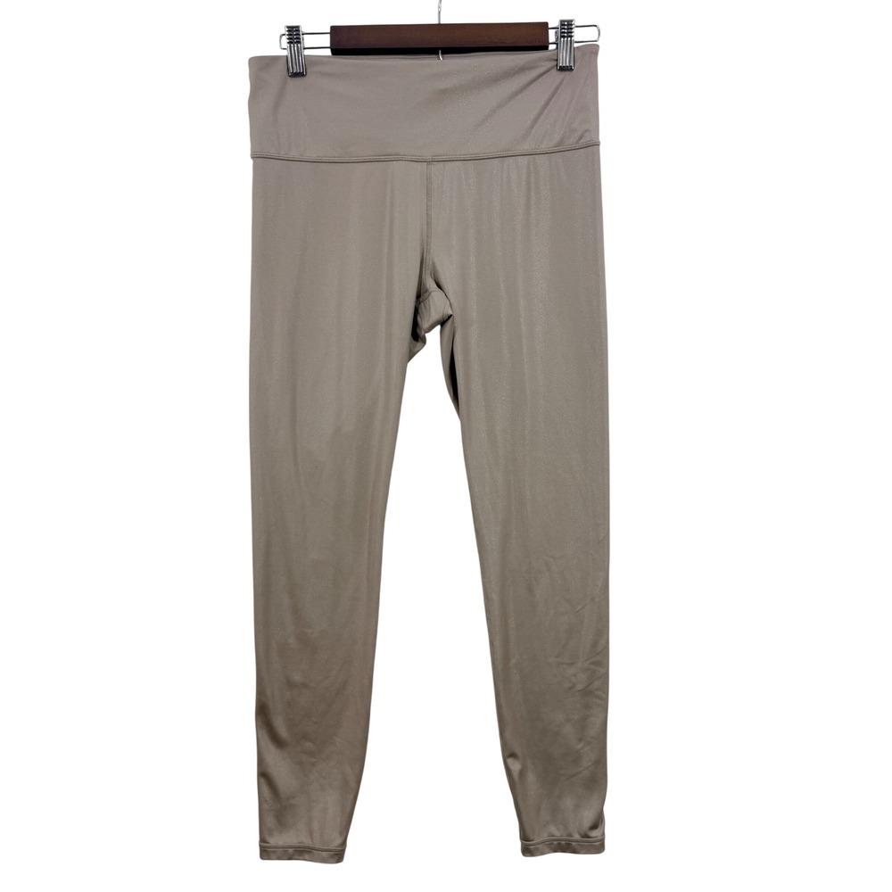 Athleta HighRise Shimmer Leggings Champagne Beige Medium Metallic Fairy Athletic